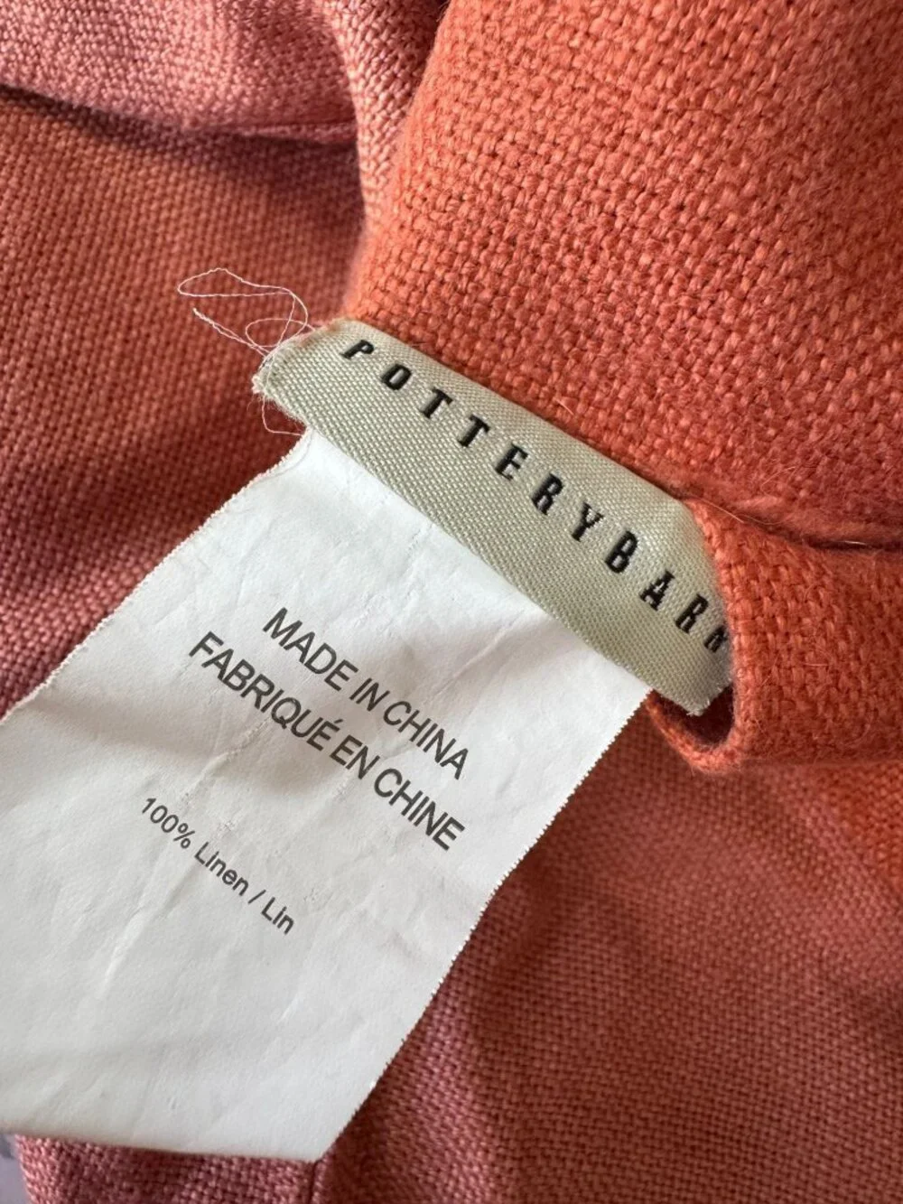 Set Pottery Barn Rust Orange 100% Linen Buttoned Throw Pillow Covers 18